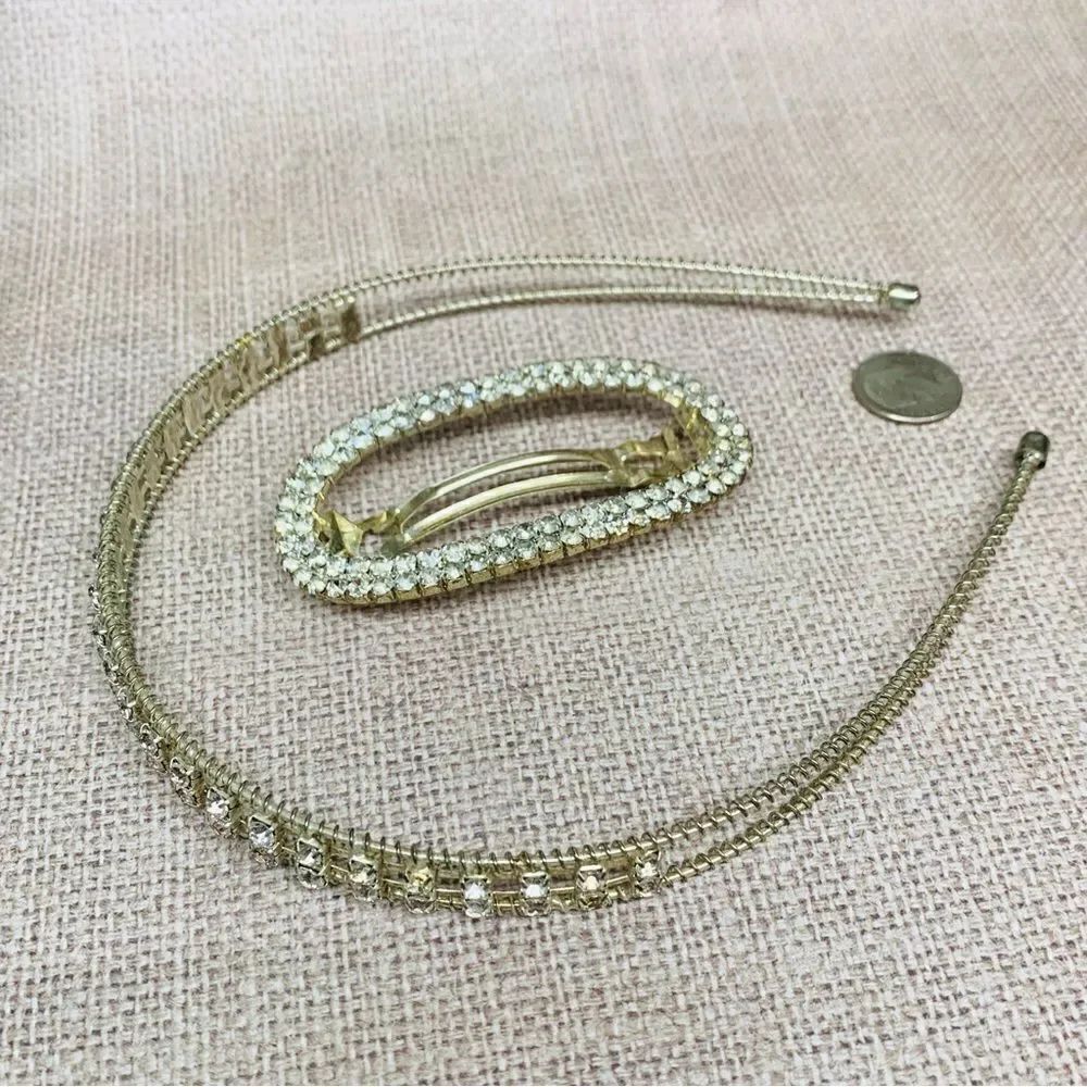 Silver Crystal Hair Band and Barette‎